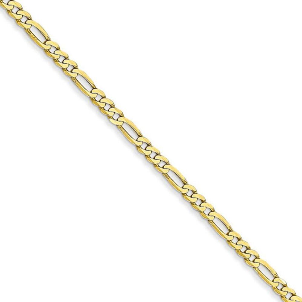 2.2mm, 10k Yellow Gold, Solid Concave Figaro Chain Necklace, 22 Inch